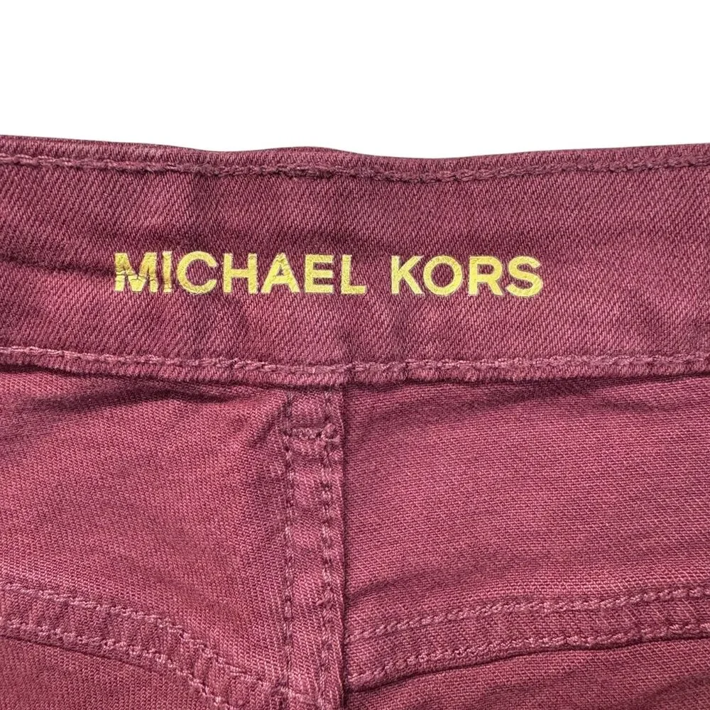 Michael Kors Pants Women's 16 Red Selma Skinny Ankle Merlot High-Rise Cotton NWT